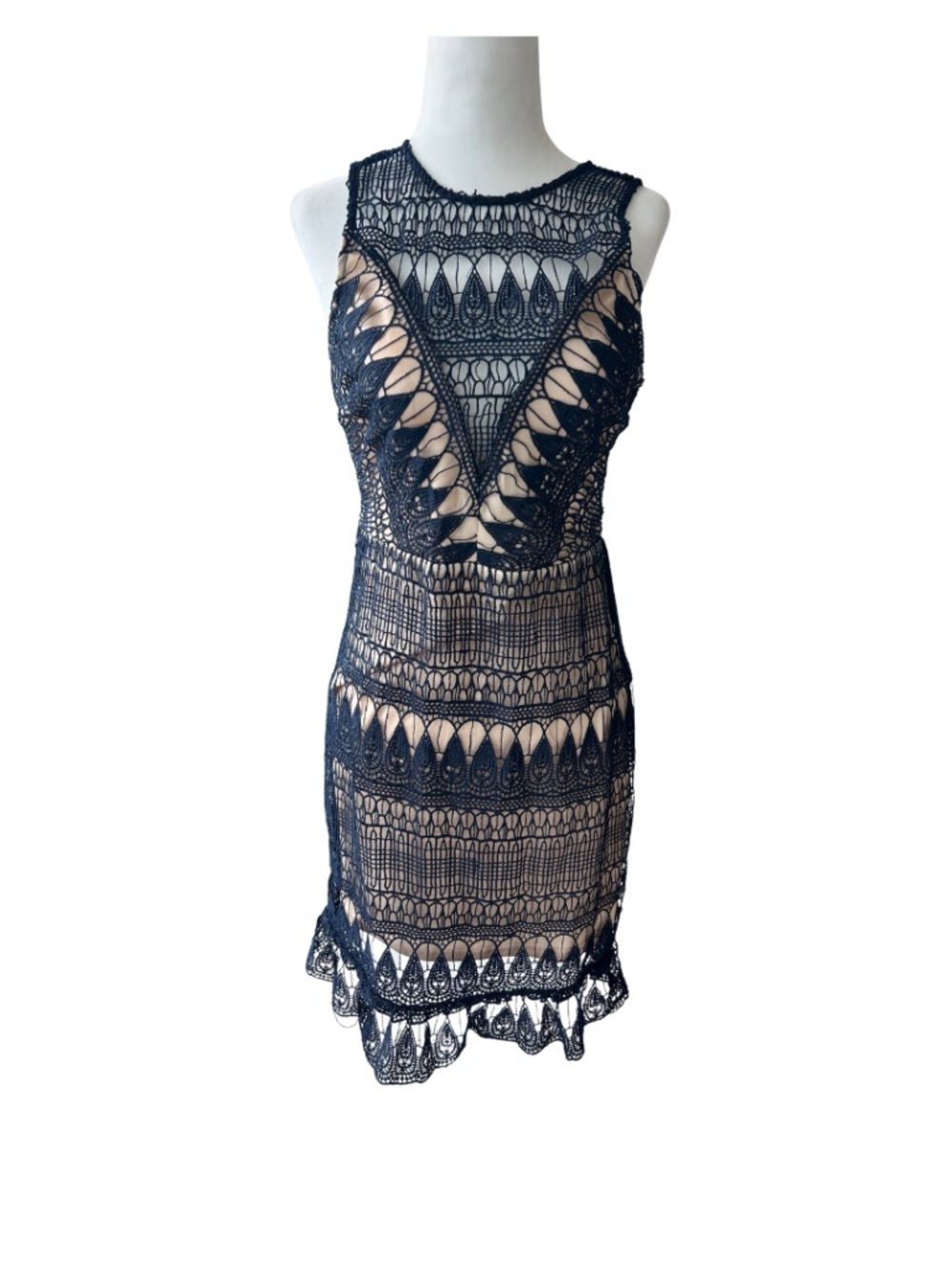 Aqua Navy Crochet Lace Dress Size Small
